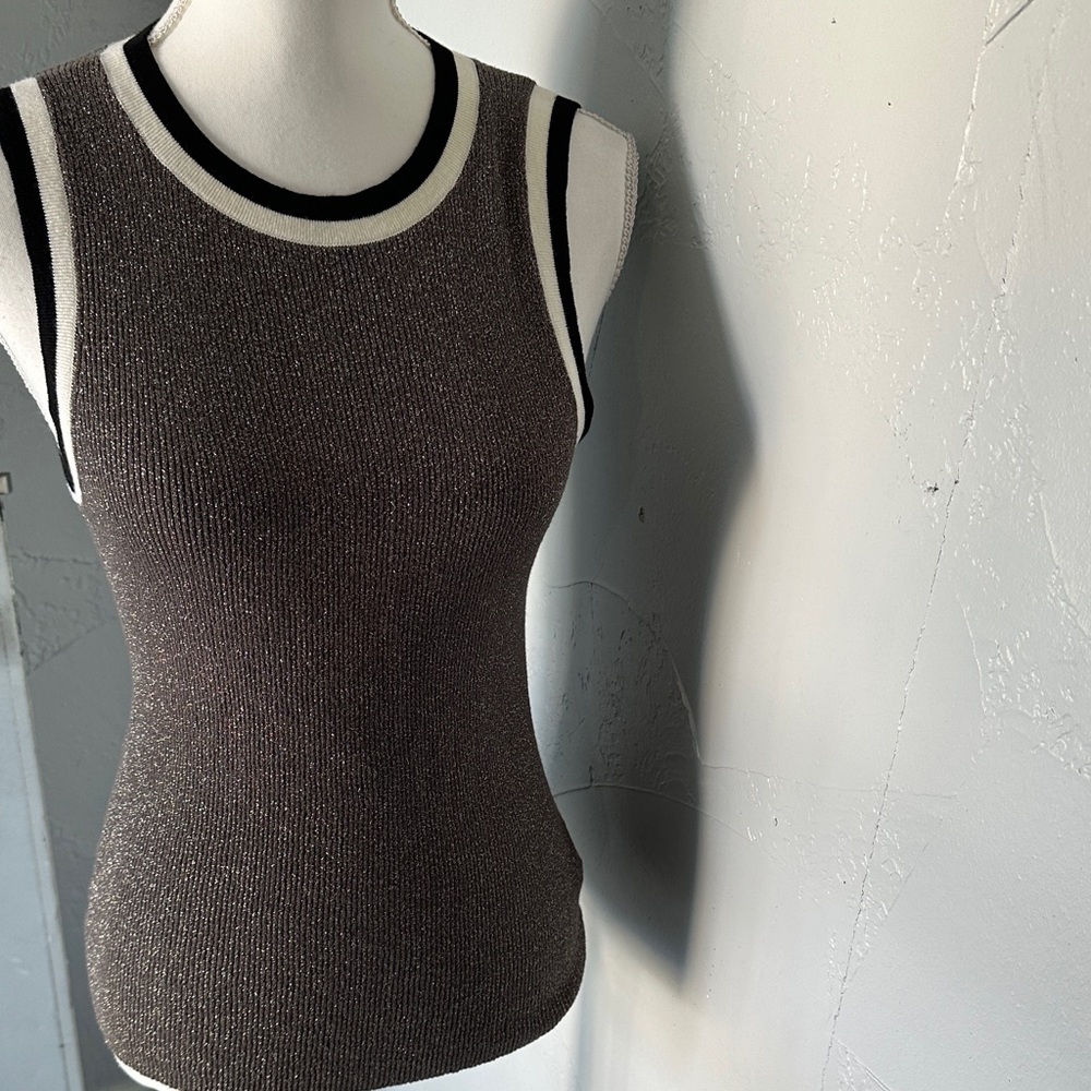 Moth by anthropology gray and White Ribbed Tank Top - Picture 10 of 14